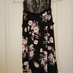 Torrid Black and Pink Floral Knit Top